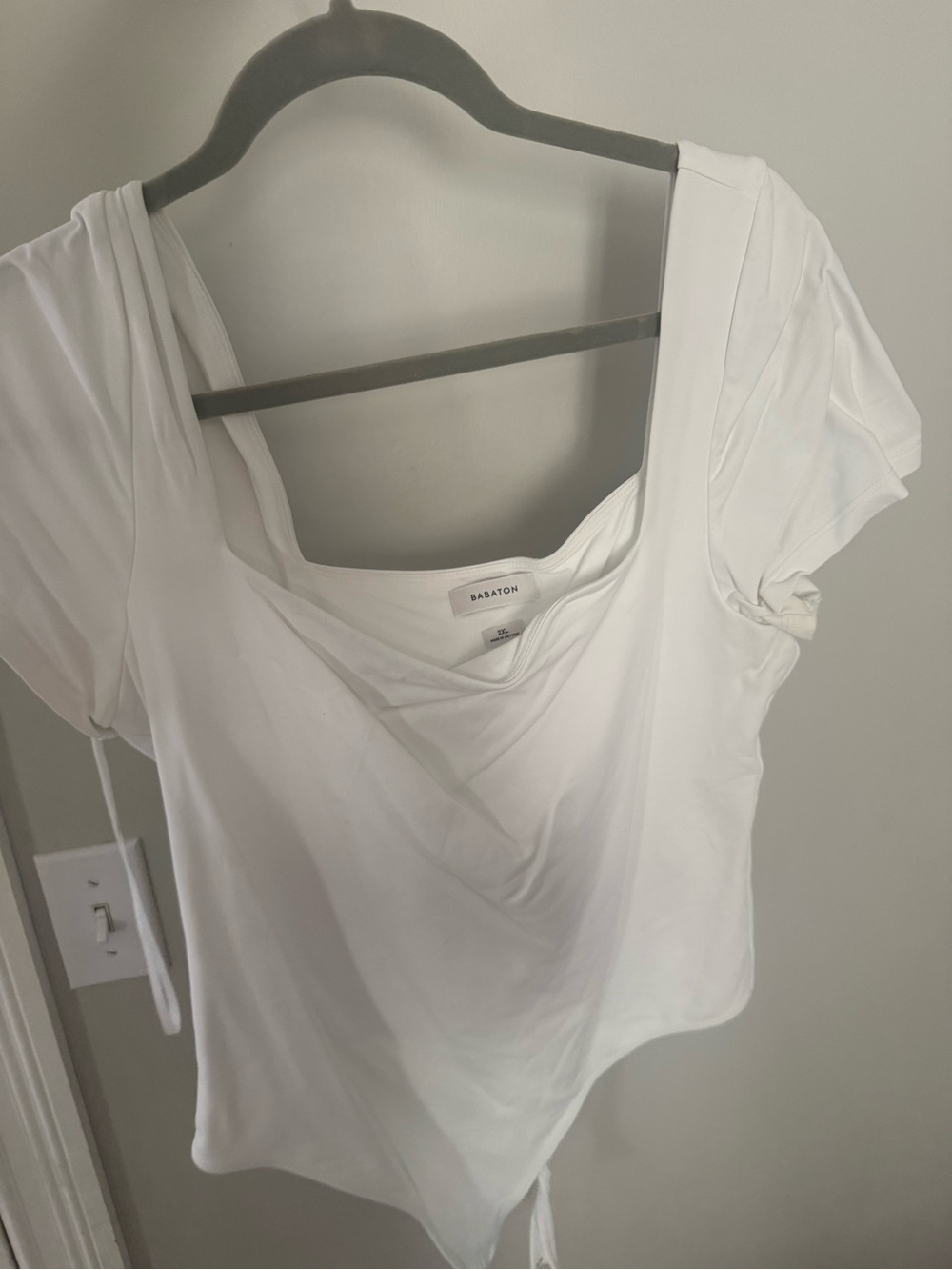 Babaton White Square Neck Bodysuit